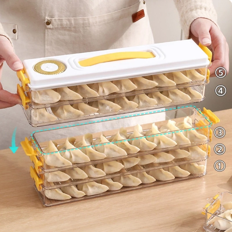 

Portable Refrigerator Food Dumpling Box For Refrigerator Side Door Stackable Freezer Storage Box With Timing Kitchen Crisper