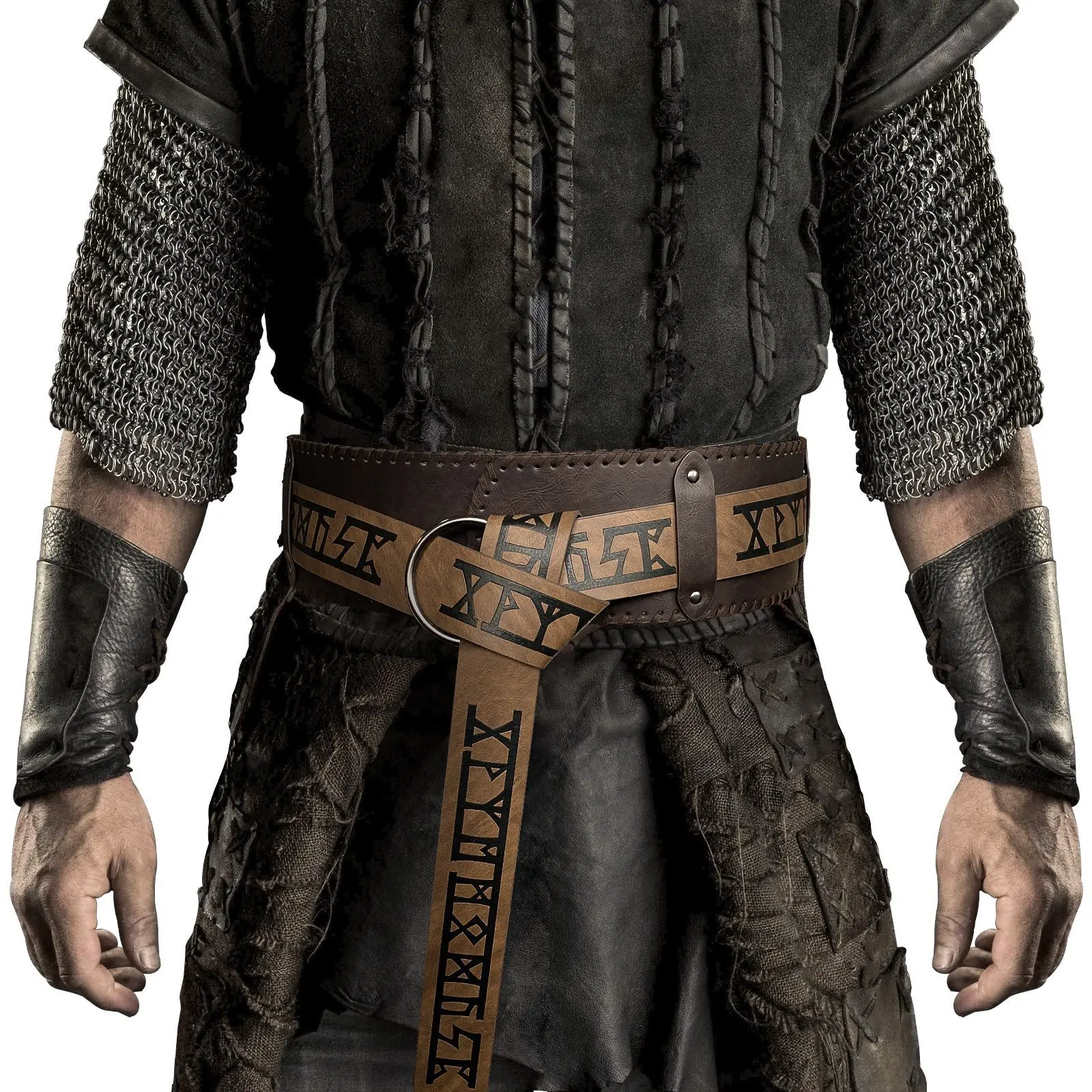 Medieval Runes Belt Brown Retro Viking Knight PU Leather Width Belt Halloween Costume Accessories Cosplay Props