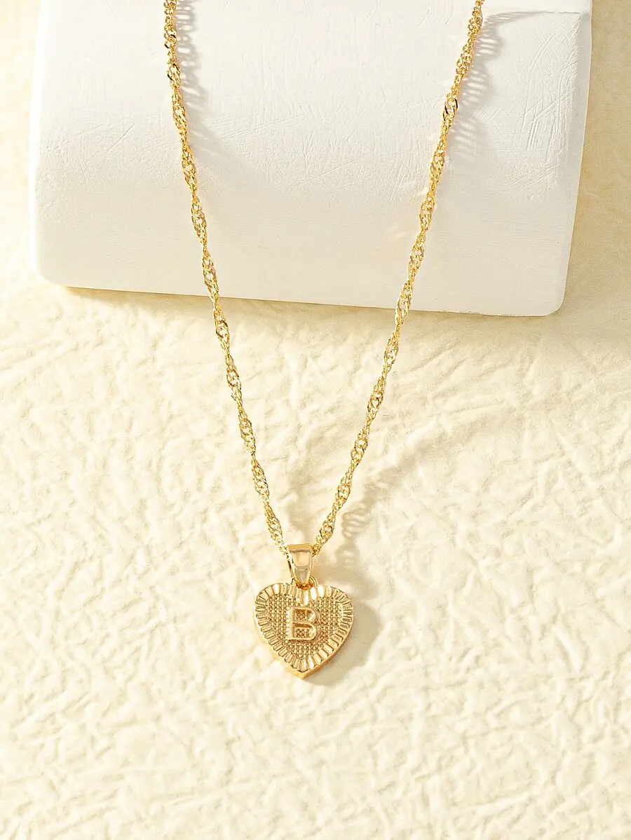 

Heart Shape Letter Pendant Chain Necklace For Adults
