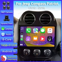 Android 16 Carplay For Jeep Compass Patriot 2010 2011 2012 - 2016 Car Radio Multimedia Player Stereo Head Unit BT 2din Autoradio