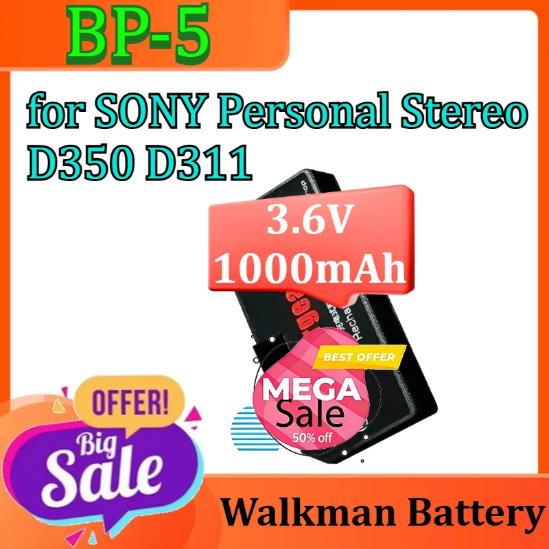 

Walkman Battery BP-5 for SONY Personal Stereo D350 D311 3.6V 1000mAh