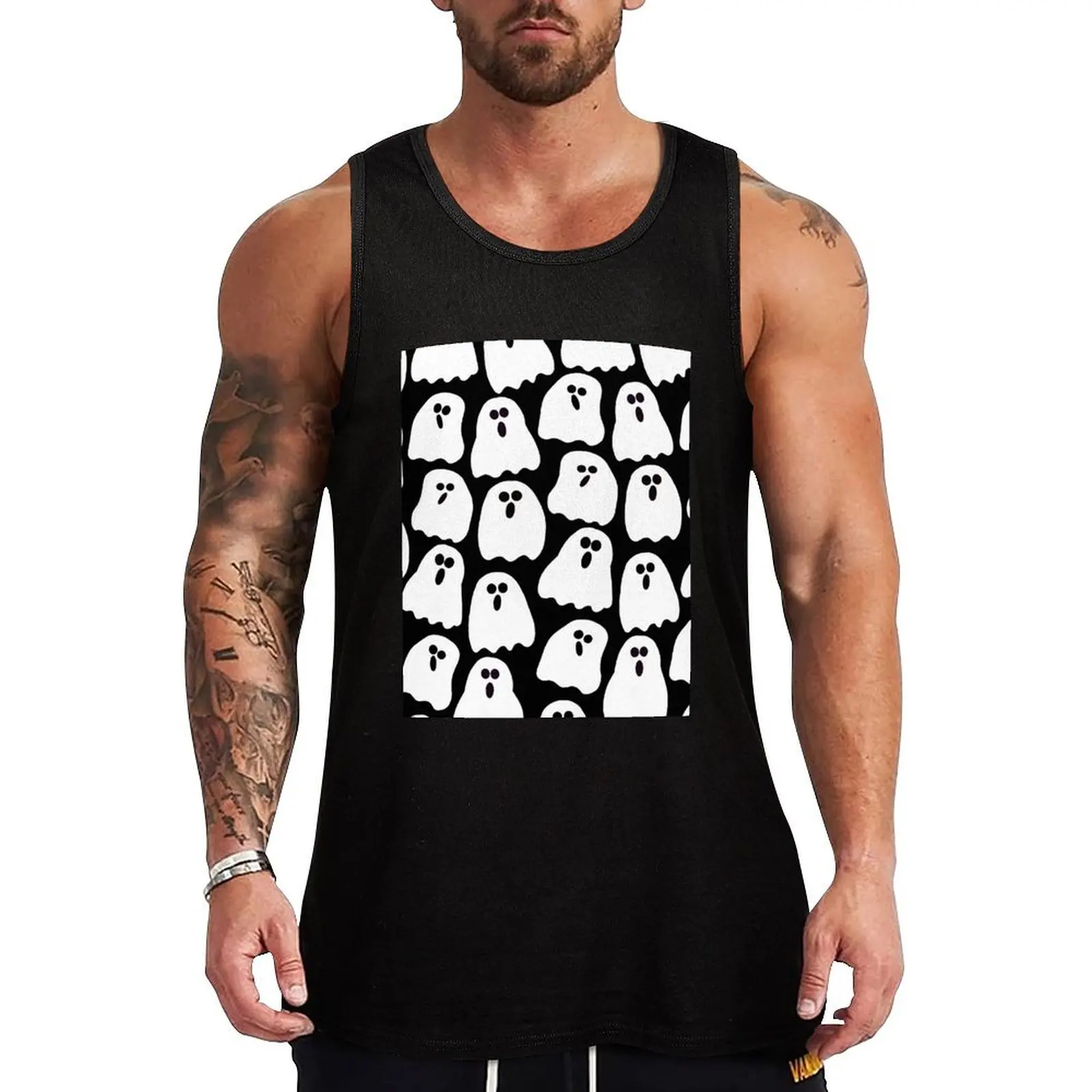 

Halloween Black and White Ghosts Pattern Tank Top summer 2025 Gym clothes