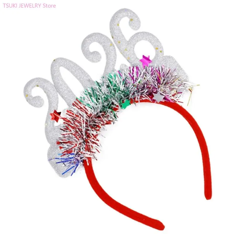 62KE 2026 السنة الجديدة عصابات رأس للحفلات يلمع عدد الشعر الديكور مهرجان الحدث جمع خلع الملابس اكسسوارات أغطية الرأس