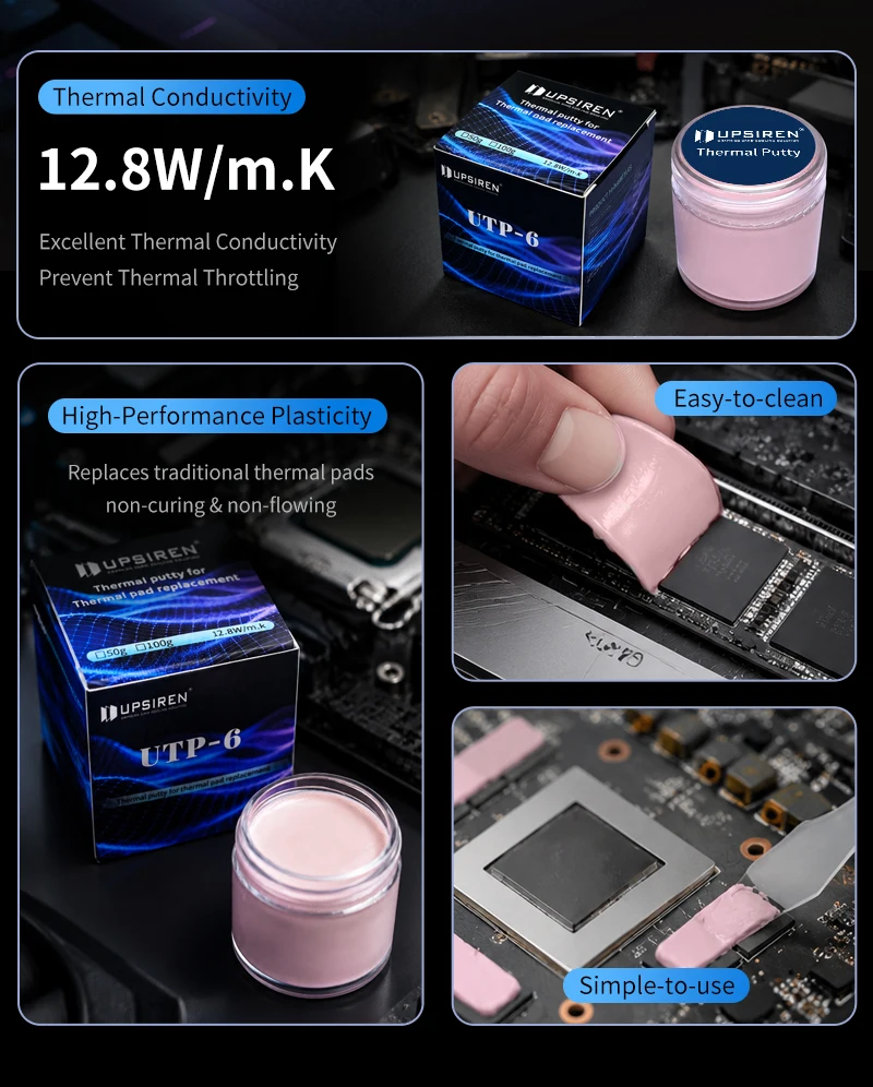 UPSIREN UTP-6 UTP-8 UTP-X Für VGA GPU IC Prozessor Thermal Pad Ersatz Wärme Blockieren Kitt Thermische Kitt Schnelle Kühlung – Detail 2