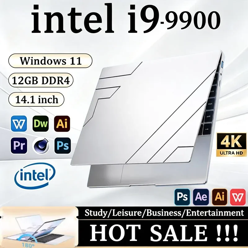 2026 New Laptop 14.1 Inch Windows 11 Intel Core I9 9900 16GB RAM 1TB 2TB SSD Fingerprint Unlock Study Office Pc Gaming Laptops