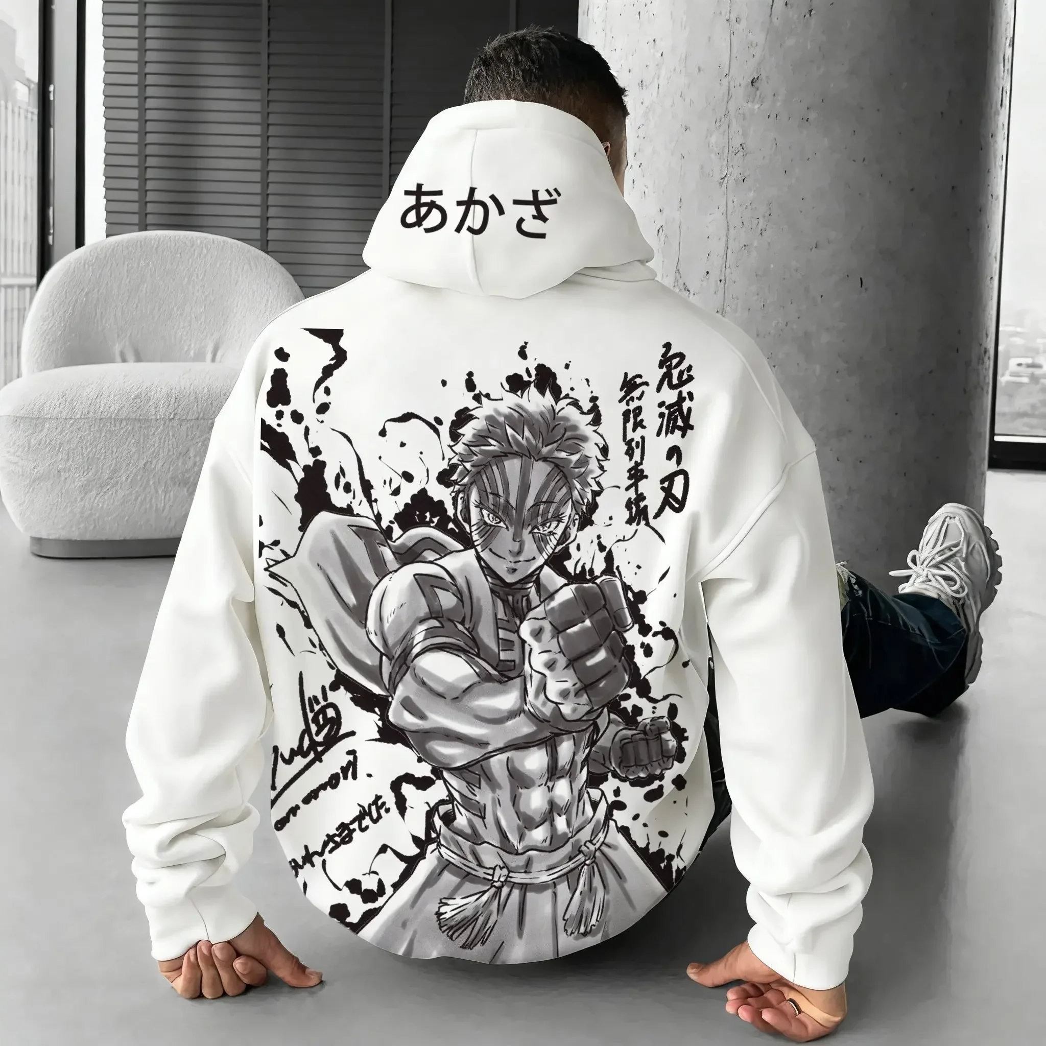 Demon slayer anime moletom com capuz das mulheres dos homens streetwear casual solto hip hop camisola de mangas compridas topos y2k inverno novo