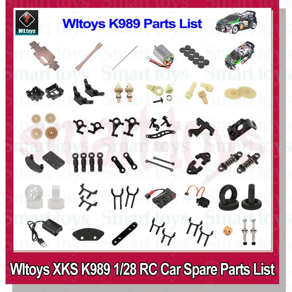 Wltoys XKS K989 1/28 RC Car Spare Parts Original Servo swing arm Pull rod Tire Hub Shaft Motor Gear for K969 284131 Accessories