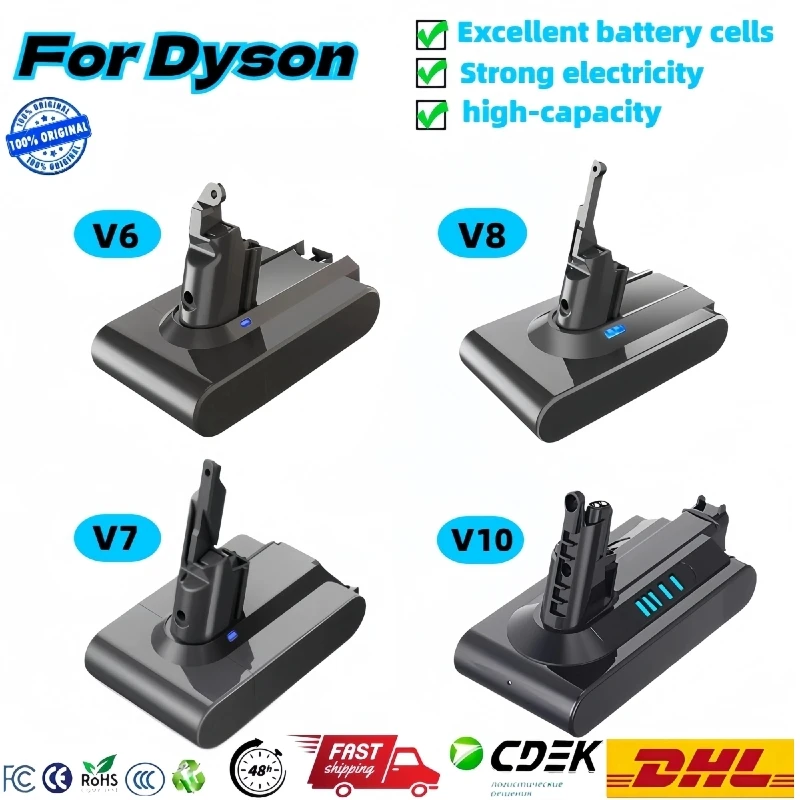 

6000mAh for Dyson V6 V7 V8 V10 Rechargeable Bateria SV10 SV11 SV12 SV09 Vacuum Cleaner Battery DC58 Battery for Sony Battery Cel