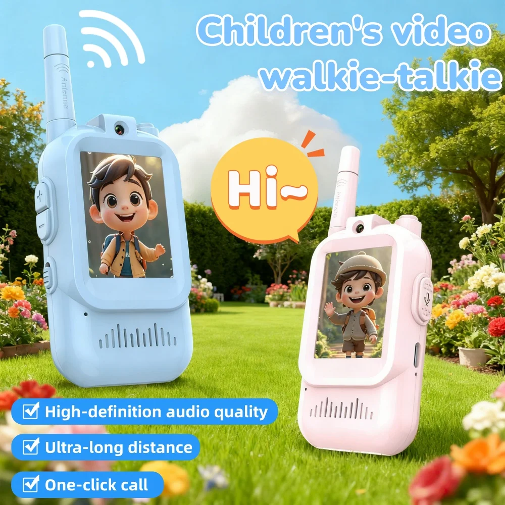 2 قطعة جهاز اتصال لاسلكي للأطفال طويل المدى لا توجد اتصال إنترنت مع كاميرا التخييم في الهواء الطلق هدايا عيد ميلاد للأطفال الذين تتراوح أعمارهم بين 3-12