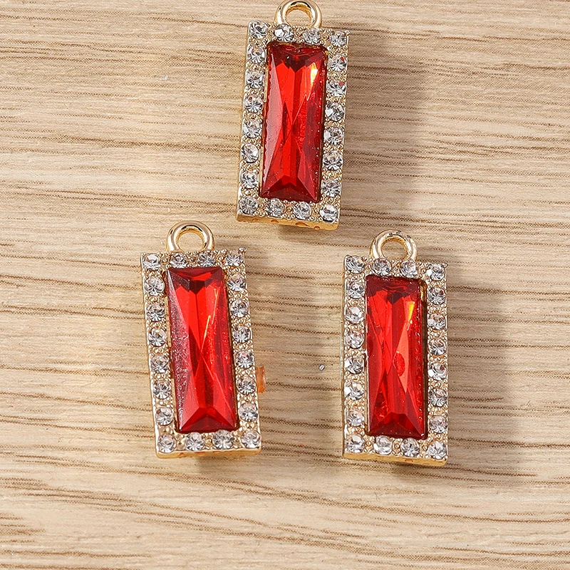 Tusember 10 Stück 9*22mm Charms Kristall-Edelstein Rechteckige Anhänger für DIY Handgemachte Hängeohrringe Halsketten Zubehör – Detail 3