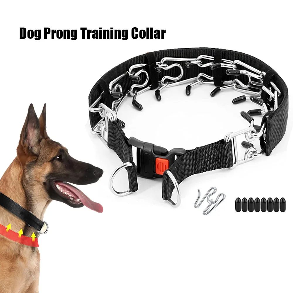 

Supet Dog Prong Collar Choke Collar Adjustable Dog Pinch Collar with Quick Release Buckle Nylon Cover for Small to Large Dogs
