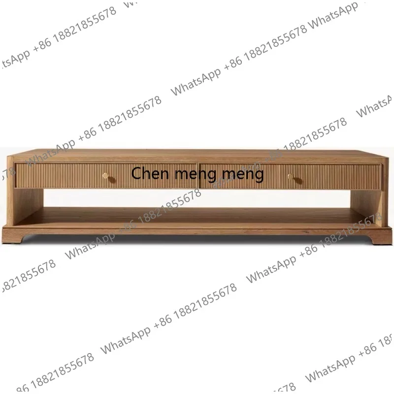 solid wood long coffee table living room retro rectangular tea table coffee table