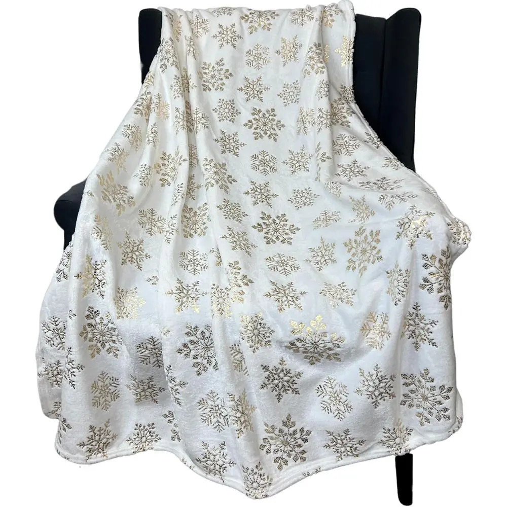 

Golden Snowflake Fleece Blanket: Plush & Durable for Cozy Bed or Couch (50x60 inches)