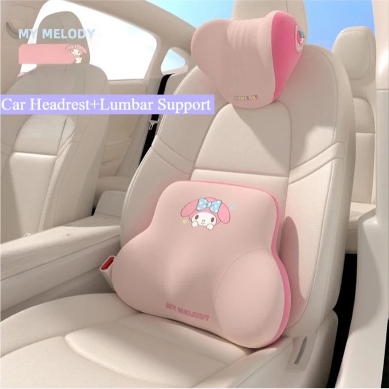 

Милый автомобильный подголовник и подушка для шеи My Melody с поддержкой талии для удобных путешествий, милая защита подушки сиденья