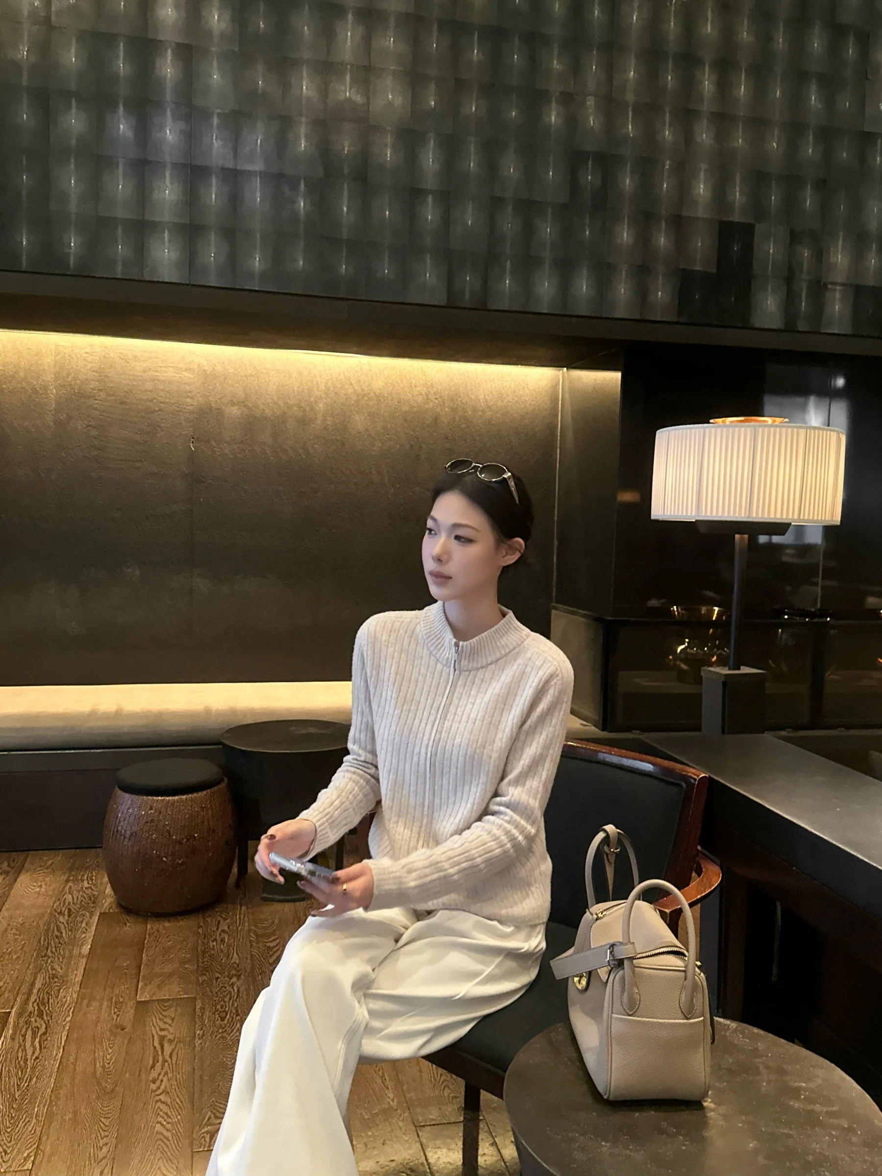 

Женский вязаный кардиган 5werkwen Lectual из 100% камвольной шерсти на молнии, с воротником-стойкой, для многослойного ношения, повседневный стиль