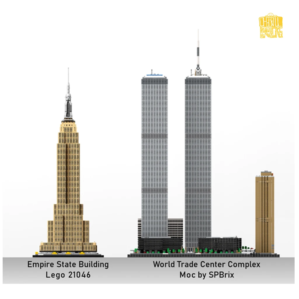 MOC TT021 World Trade Center Complex 1:800 Scale Model With PDF Drawings Building Blocks Bricks DIY Toys Birthday Christmas Gift