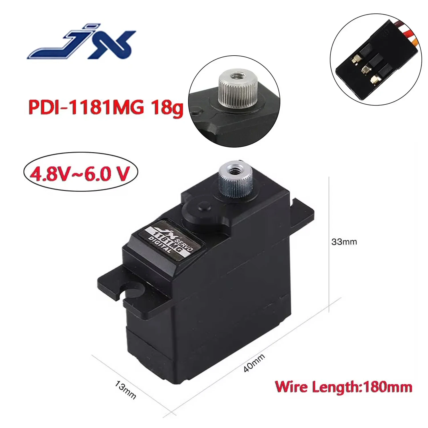

JX Servo PDI-1181MG Metal Gear 18g 3.5KG Digital Servo for WLtoys 144001 WPL RC Car B1/16 B24 C14 C24 Helicopter Airplane Parts