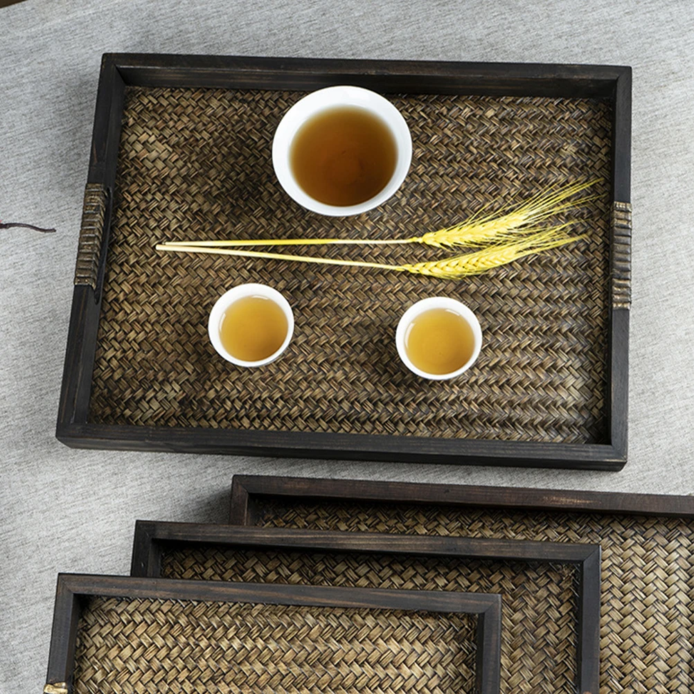 

Wooden Serving Tray Elegant Tea Party Snack Bread Dish Rectangular Design Non Slip Lightweight Travel Tea Serving Tray