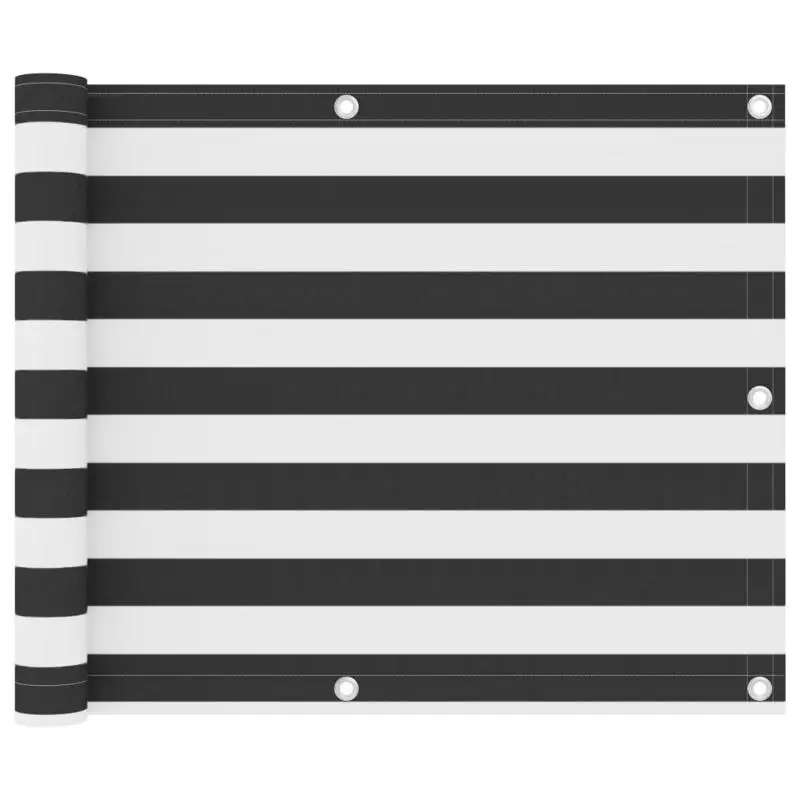 Paravent de balcon, tissu Oxford avec œillets en aluminium et corde, pare-vent facile à nettoyer pour garde-corps de balcon, 75x500 cm, anthracite et blanc