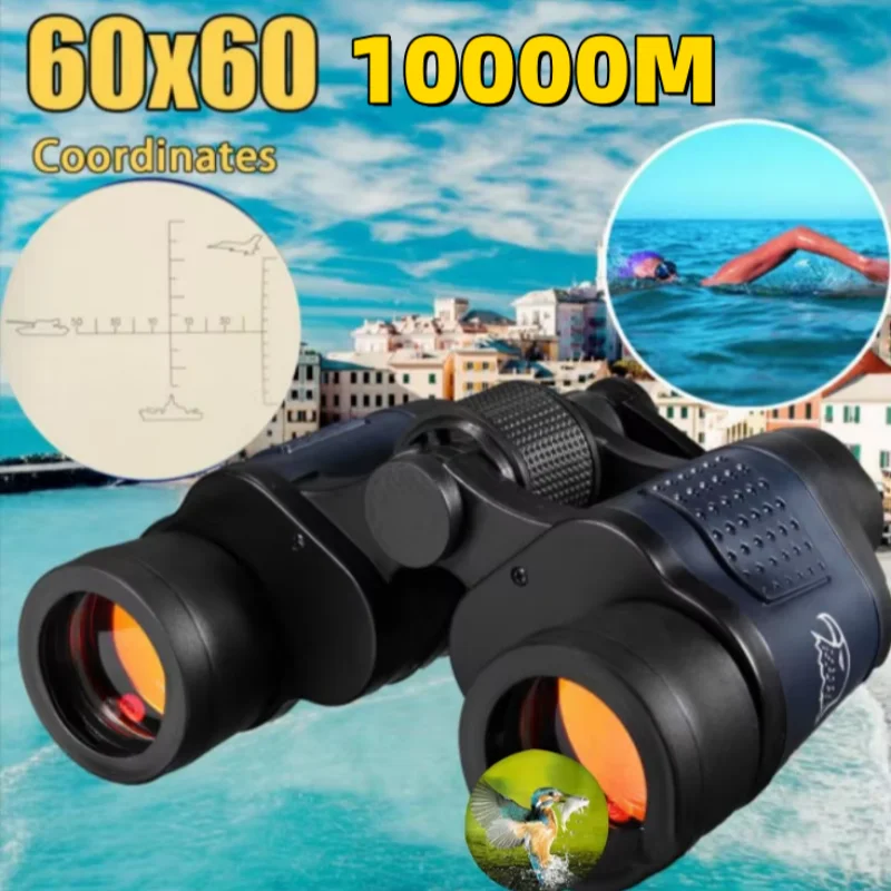 60X60 HD Binoculars Telescope Waterproof Powerful 10000M Long Distance Optical Telescope For Hunting Stargazing Bird Watching