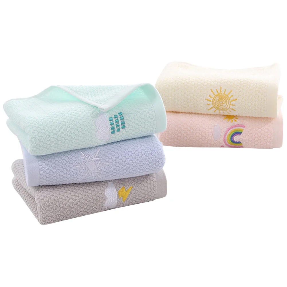 5 قطعة من المناشف القطنية الماصة للأطفال، مناشف غسل الوجه الناعمة، منشفة يد مريحة ماصة، مناشف قطنية