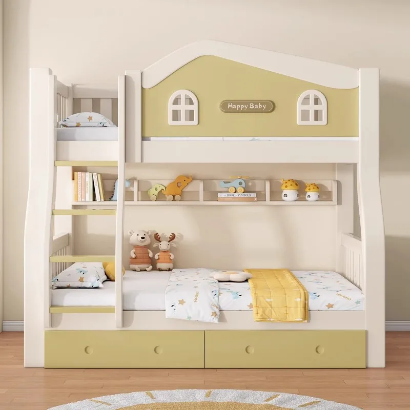 Upper and lower bunk beds Sister bed S type upper and lower  Children's bed Solid wood double