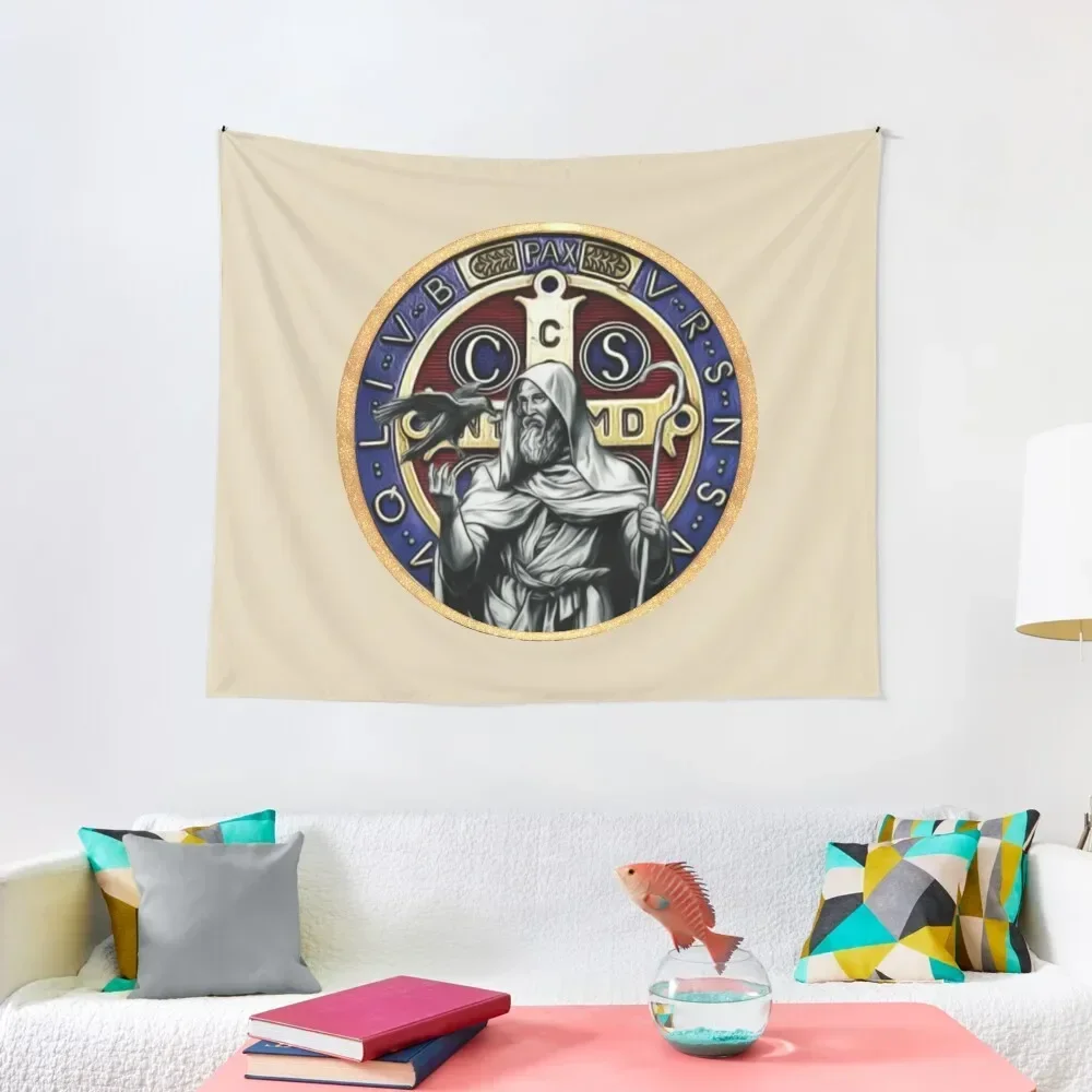 

Saint Benedict Medal St Benedict Tapestry Wallpaper Bedroom Tapete For The Wall Wall Hanging Tapestry