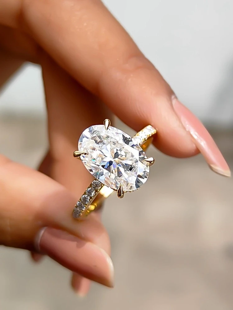 

Классические овальные кольца с муассанитом Stylever 1 карат для женщин, стерлинговое серебро 925 пробы, блестящие бриллианты, свадебные ювелирные изделия высокого качества