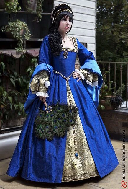 16th Century King Henry Ⅷ Era King Anne Boleyn Cosplay Blue Ball Gown Historical Elizabeth Mary Boleyn Elegant Evening Dress