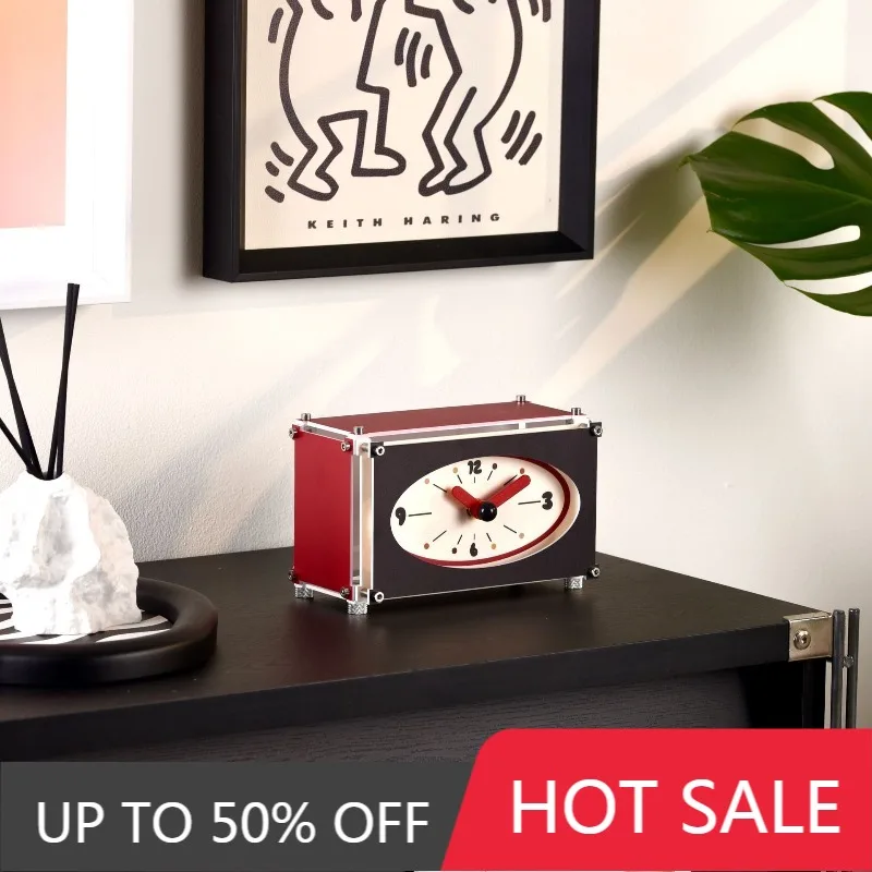 Creative Table Clocks Bedroom Bedside Silent Desk Clock Living Room Square Tabletop Watch Modern Art Decoration Ornaments