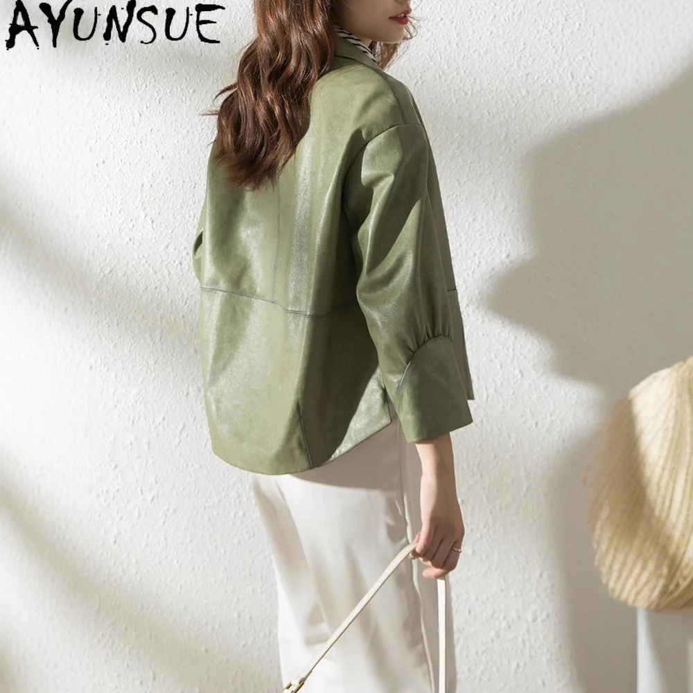 AYUNSUE 100% Sheepskin Real Leather Jacket Women 2025 Black Motocycle Jackets Womens Coats Autumn Clothes Jaqueta De Couro