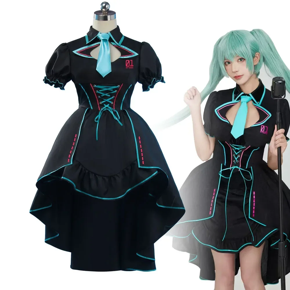 Miku Moonlight Knight Dark Waist Cinching JK Princess Dress Project Sekai Colorful Stage Cosplay Costume Halloween Party Suit