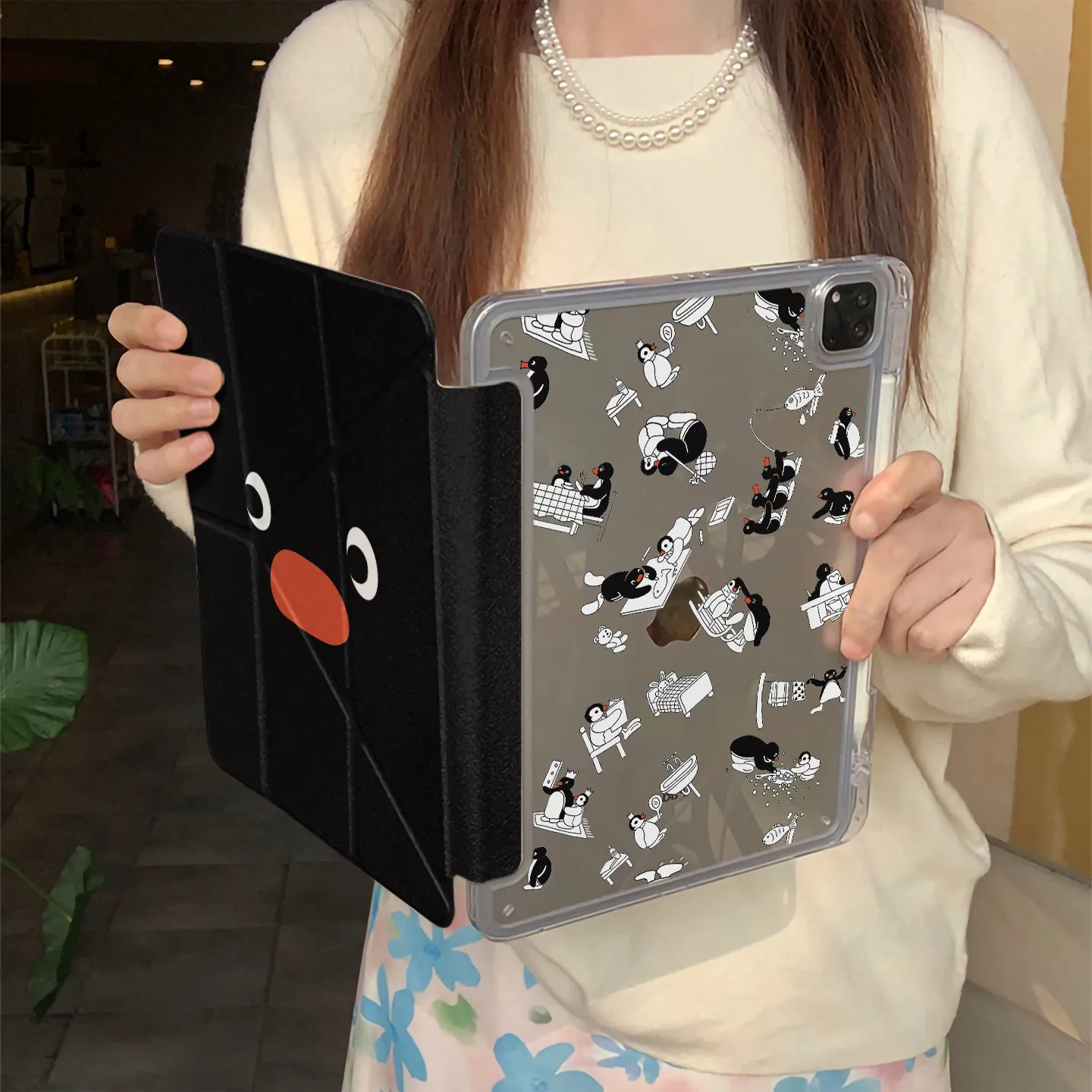 New Chinese Hibiscus Notebook 3Fold Tablet Case for iPad 11 Cover Air8/7/6 New iPad 10/11/13 inch Pro Air56 10/11th MINI Cover view 4