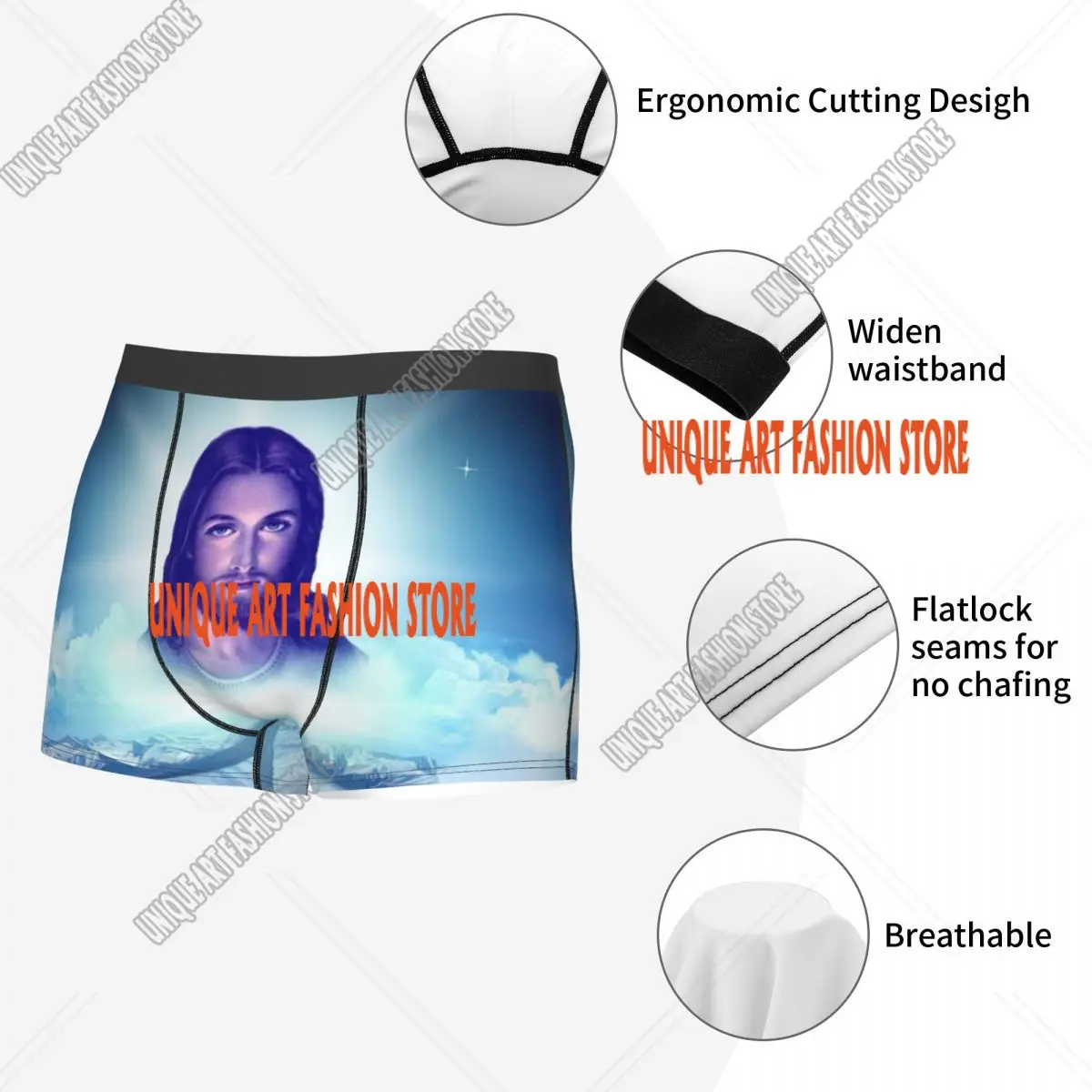 Benutzerdefinierte Retter Jesus Christus Unterwäsche Männer Atmungsaktive Christian Gott Boxer Briefs Shorts Höschen Weiche Unterhose Für Homme