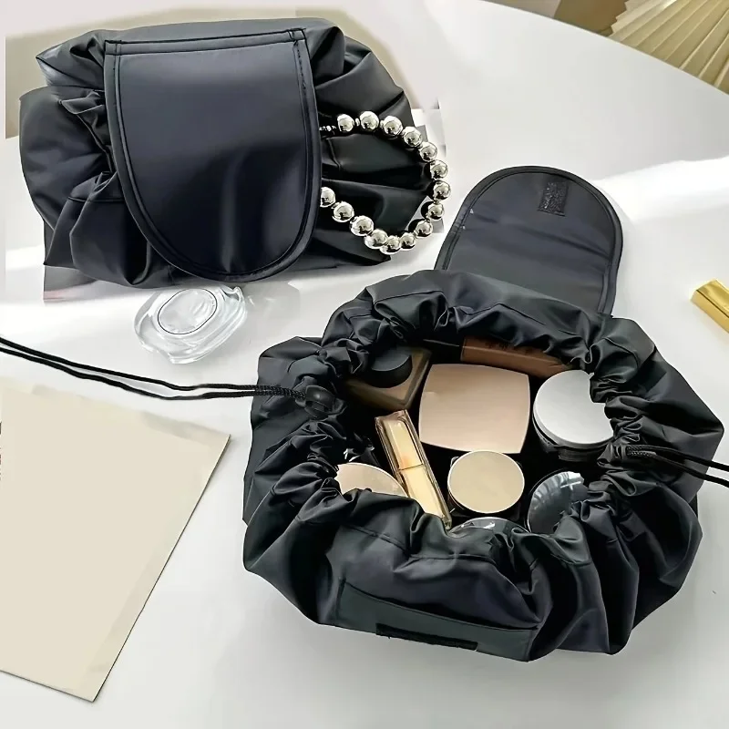 Polyester Lazy Drawstring Makeup Bag Portable Travel Storage Bag One Pack