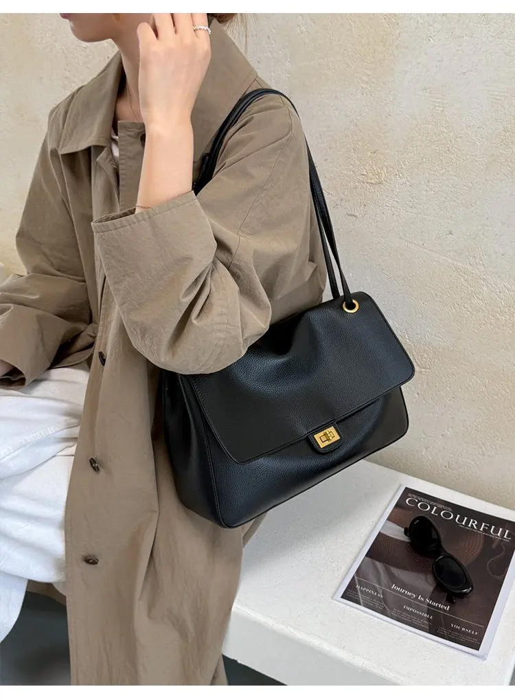 Bolso tipo cubo para mujer, diseño vertical de un solo asa, tapa abatible ancha, diseño sencillo y elegante, adecuado para adultos de 20 a 60 años.