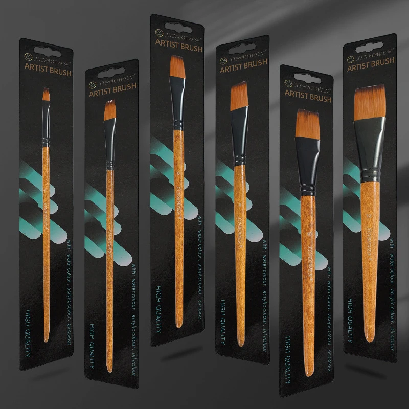 木目調プロフェッショナルナイロンペイント油水彩ペイントブラシ、ガッシュアクリルペイントブラシアート用品用