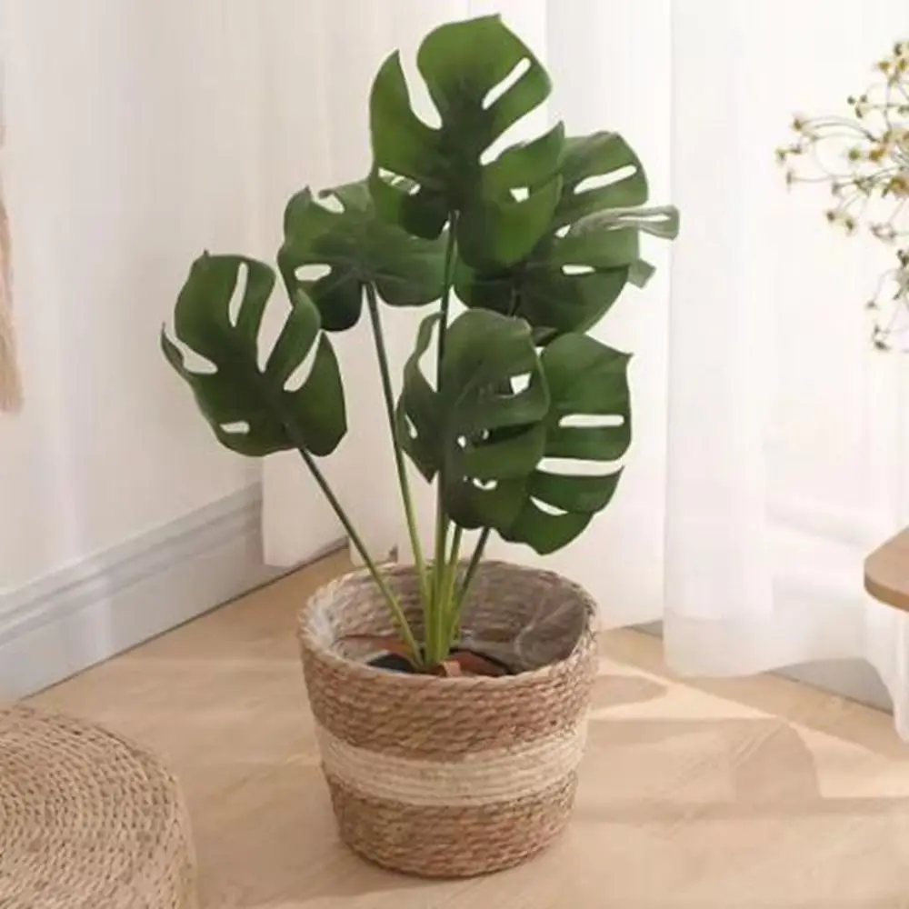 S/M/L Straw Weaving Flower Plant Pot Decorative Handmade Grass Woven Planter Basket Leakproof