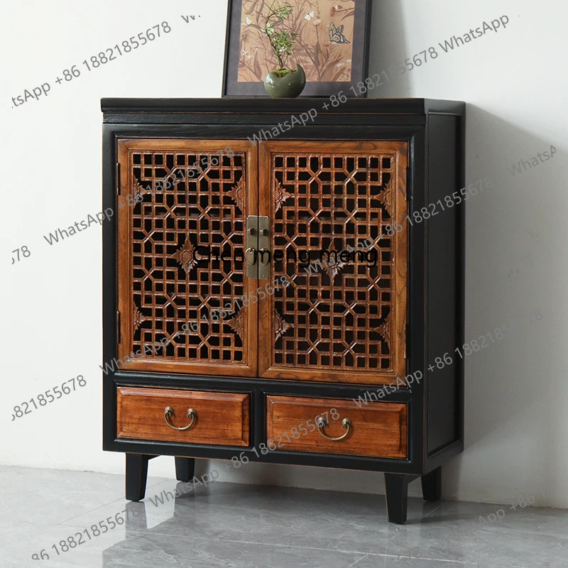 

Chinese hollow window grilles classical entrance foyer dining side cabinet retro tea cabinet