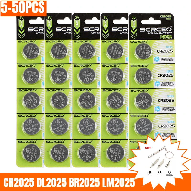 5-50PCS 3V CR2025 CR 2025 Lithium Button Battery DL2025 BR2025 5003LC LM2025 Coin Cell Watch Batteries For Toys Clock Computer