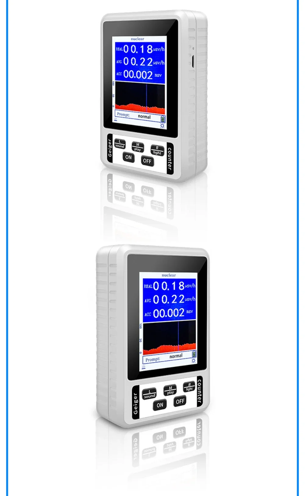 XR-1 Nuklearstrahlungsdetektor mit Farbdisplay - Professioneller Geigerzähler für Beta-, Gamma- und Röntgenstrahlung Persönliches Dosimeter – Detail 12