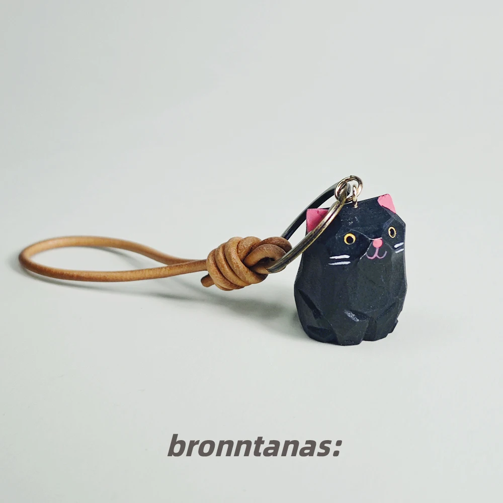 Abstract  Keychain Creative Gift Wooden Material Funny Keyring Pendant Small Black  Themed Keychain for Festive Use