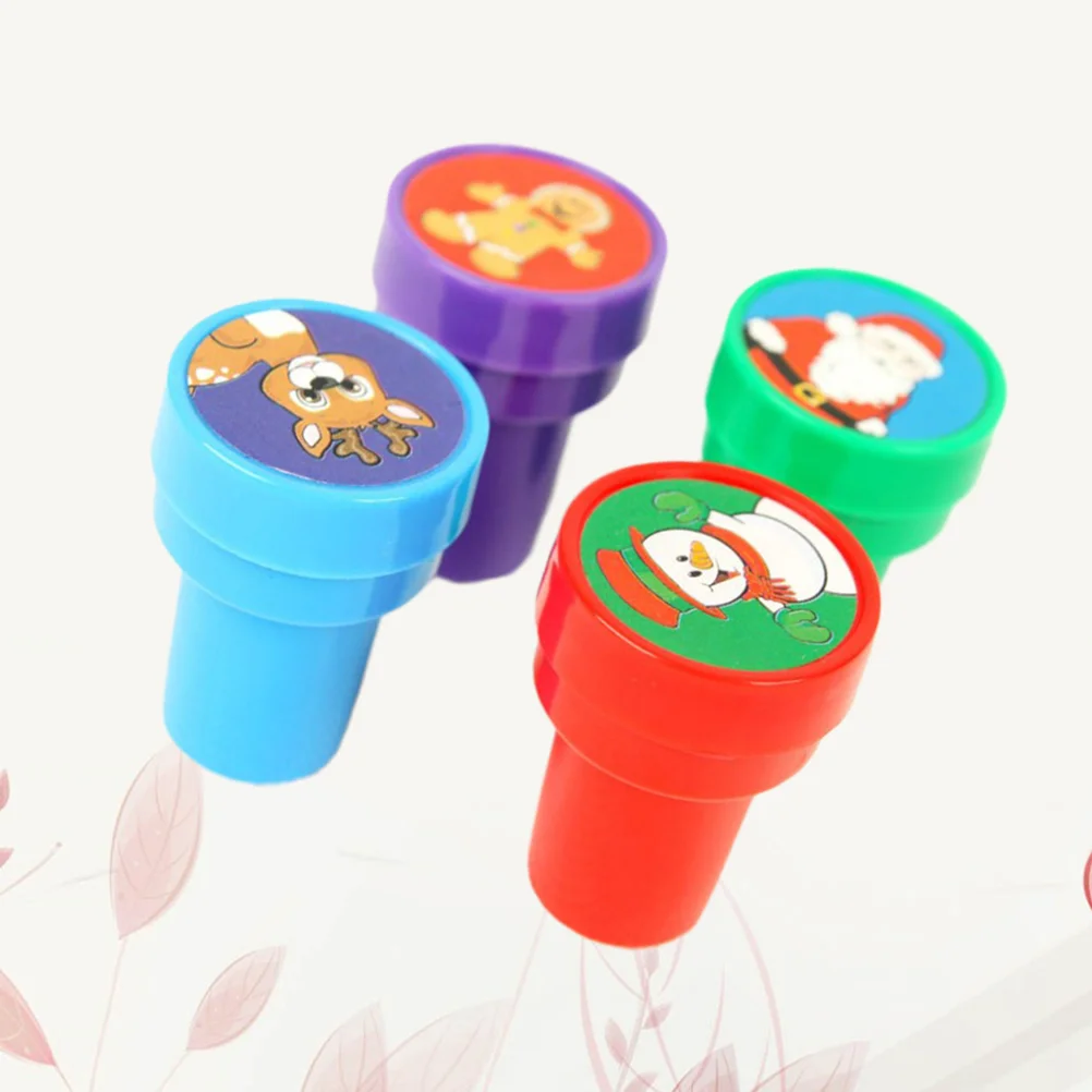 4 Pcs The Gift Stamper for Kids Christmas Party Seal Cartoon Stampers Toy Elder