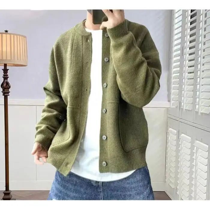 

Новый мужской вязаный кардиган на осень-зиму: повседневный, однотонный, в корейском стиле, универсальный, для отдыха