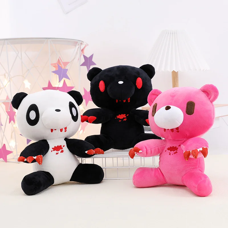 25cm Gloomy Bear Plush Toy Bloodthirsty Pink Bear Soft Toy Cute Teddy Toy Stuffed Animal Pillow for Kids Birthday Christmas Gift