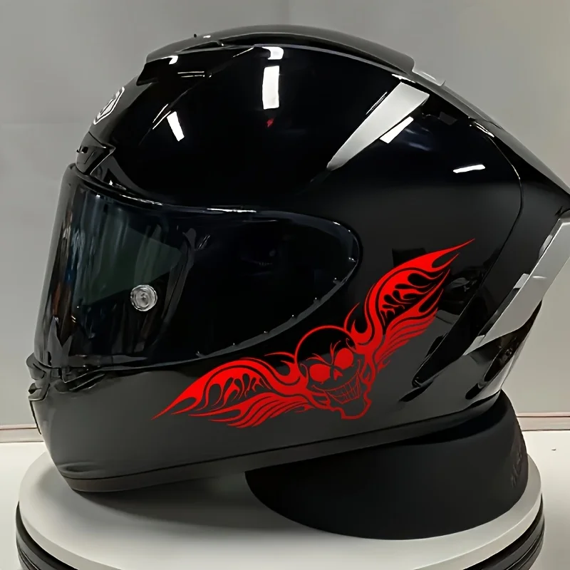 

1 шт., наклейка на мотоциклетный шлем, красный череп с крыльями, пламя, дизайн, декоративная наклейка для автомобильного оборудования