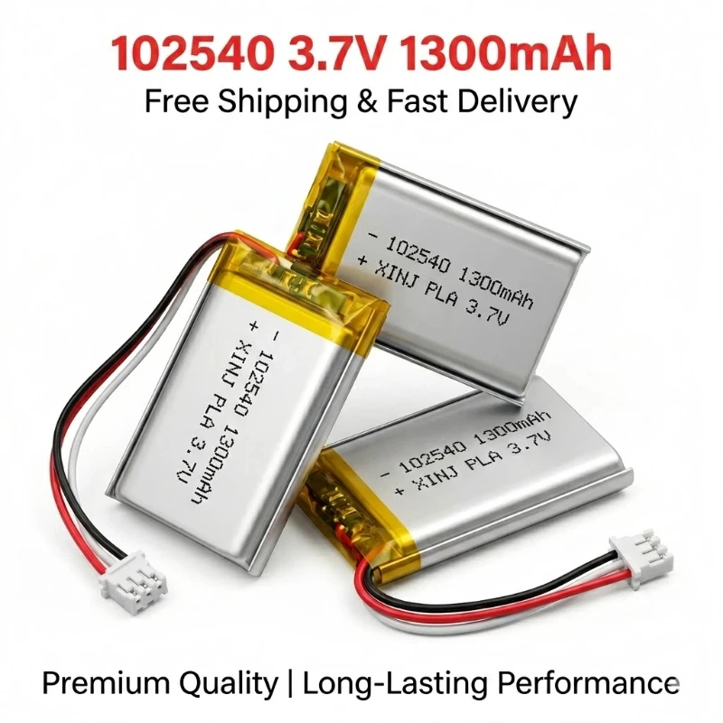 3.7V 1300mAh 102540 Lipo Polymer Battery 3-Wire JST 1.0mm Plug With Thermistor For Dash Cam GPS Driving Recorder