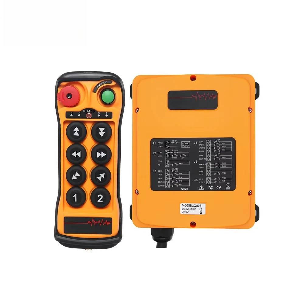 Hot Sale Q800 Q808 Industrial 8 Button Rc Transmitter and Receiver Wireless Crane Winch Remote Controller