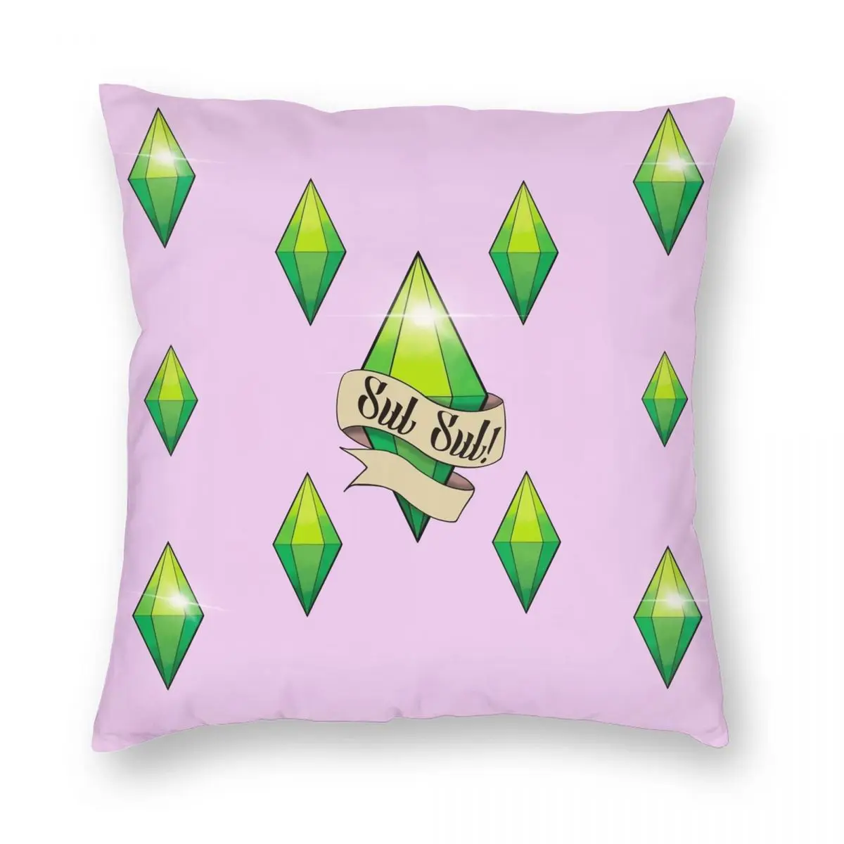 Sul Sul Sims 4 Plumbob Pillowcase Polyester Linen Velvet Creative Zip Decor Throw Pillow Case Home Cushion Case 45x45