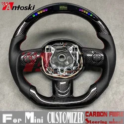 Customized Carbon Fiber Steering Wheel for MINI Cooper R55 R56 R57 R60 JCW LED Display Sport Style